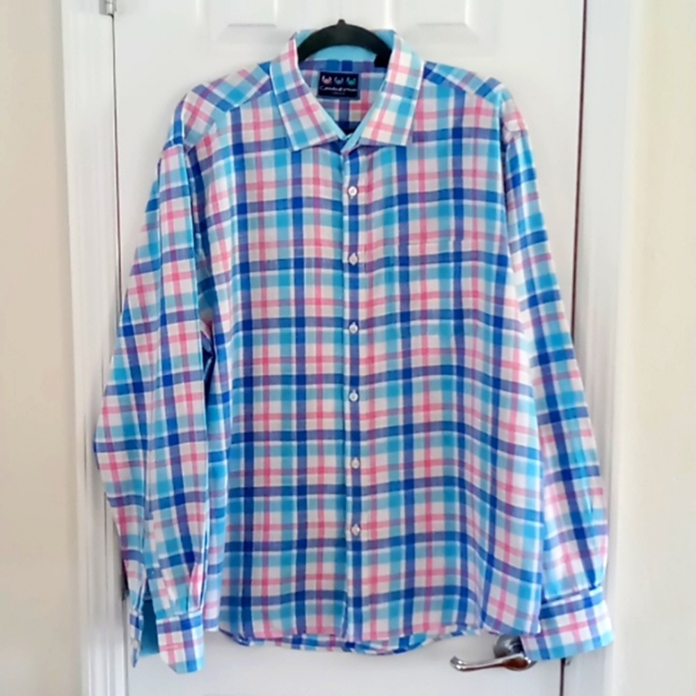 Charleston Threads Men's Long Sleeve Pastel Plaid Shirt Size XXL